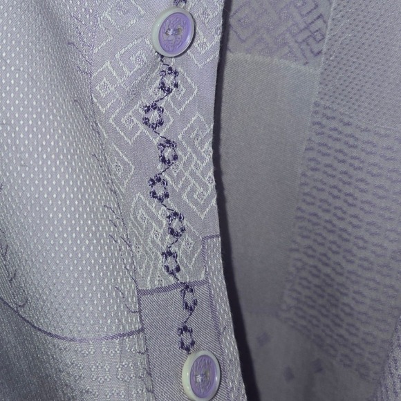 Robert Graham Geometric Patchwork Dress Shirt Lavender Long Sleeve Men's Size XL - Picture 4 of 6